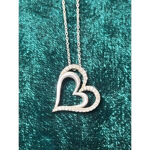 Vintage 90s Sunstone Imports Sterling 925 And CZ Heart Pendant 925 Italy Chain